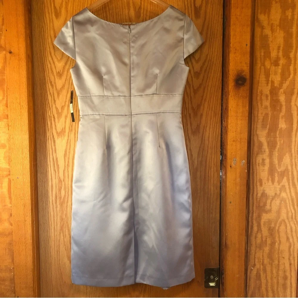 NWT Tahari Pewter Grey Paula Satin Dress 8 - Picture 8 of 15